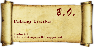 Baksay Orsika névjegykártya